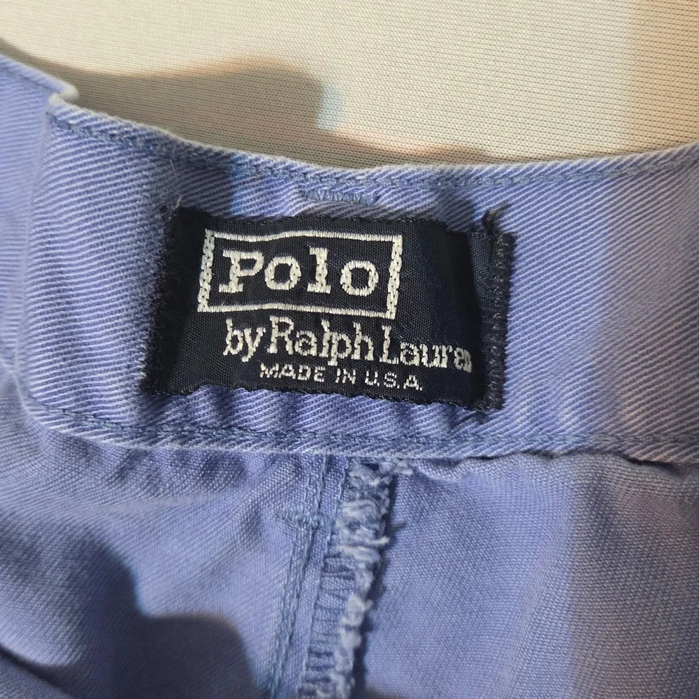 Polo Ralph Lauren Chino Shorts Men 36 Blue Pleated Cotton Twill Made in USA
